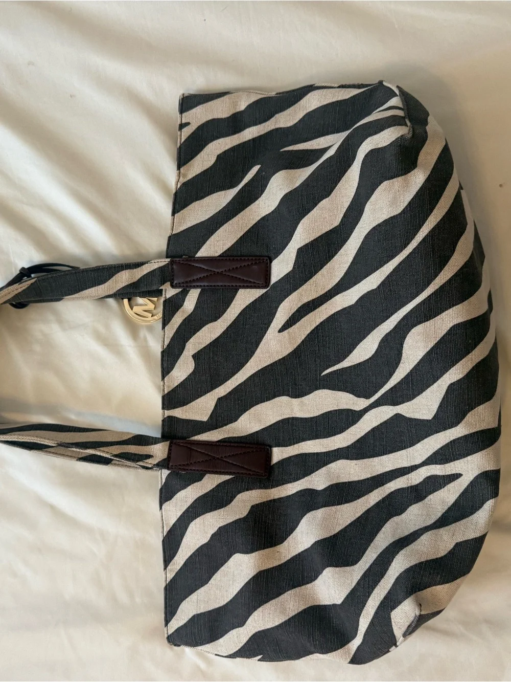 Michael Kors | Black & White Zebra Canvas Tote - Picture 3 of 8